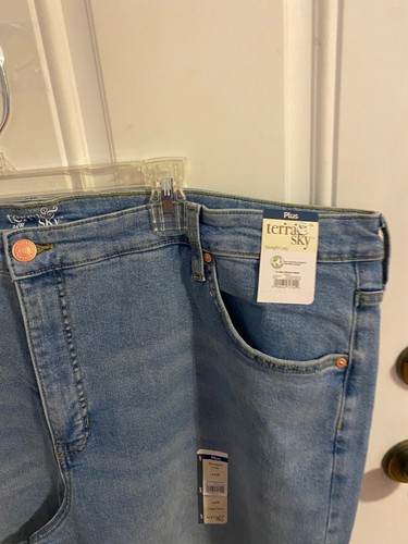 NUEVO JEANS MUJER TALLA 24W TERRA & SKY PIERNA RECTA LAVADO CLARO - Imagen 3 de 11