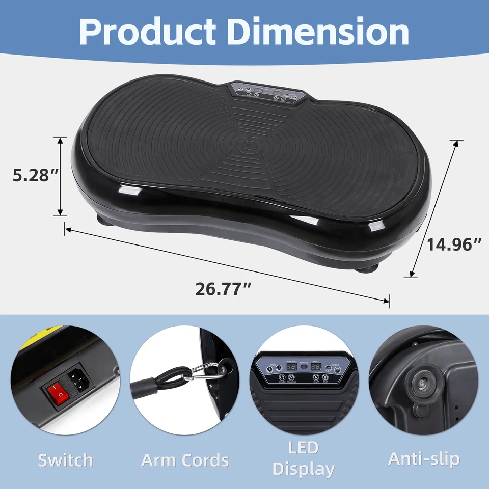 Achieve Full Body Fitness Versatile Vibration Plate Exercise Machine, Black - Image 4 of 4