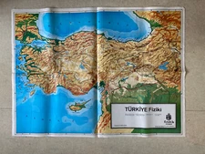 Turkey/Türkiye Physical Map 1960s Turkish Map 90*120 cm