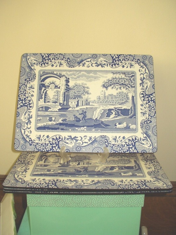 Pimpernel Spode Blue Italian Cork-Backed Placemats, Set of 4, 15.75 X 11.75"