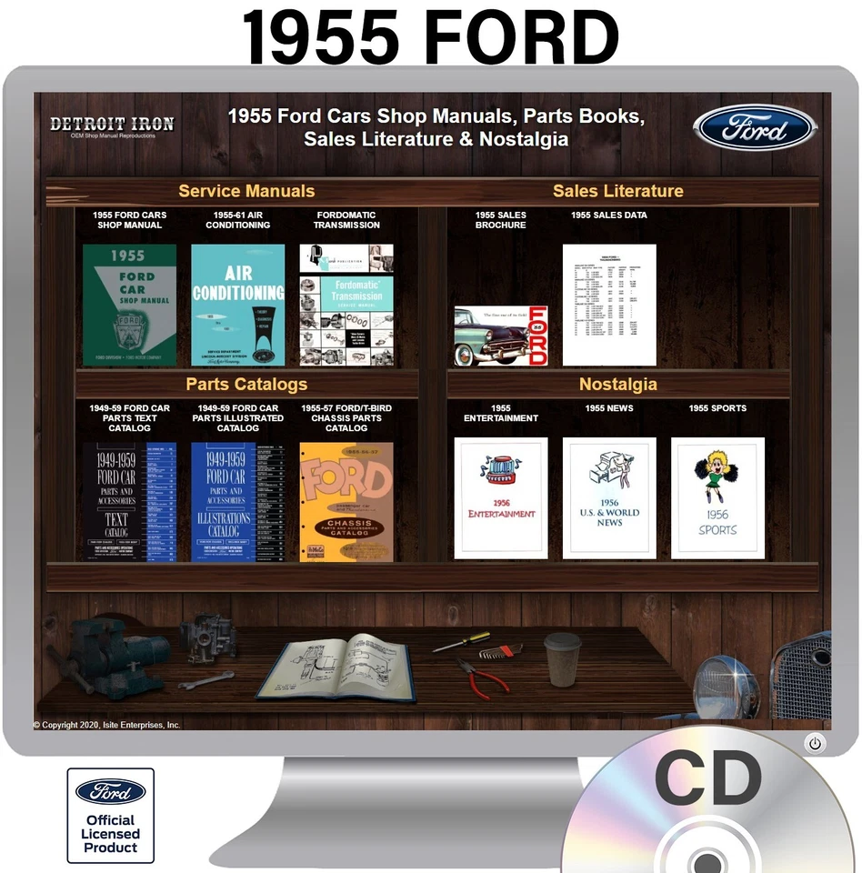 Ford 1955 manuales de tienda, literatura de ventas y libros de piezas en USB Foto 2 de 2