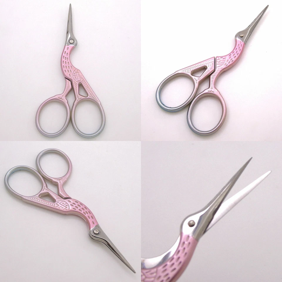 Vintage Colorful Stork Crane Scissors Antique Cutting Tools Sewing Accessories - Image 2 of 4