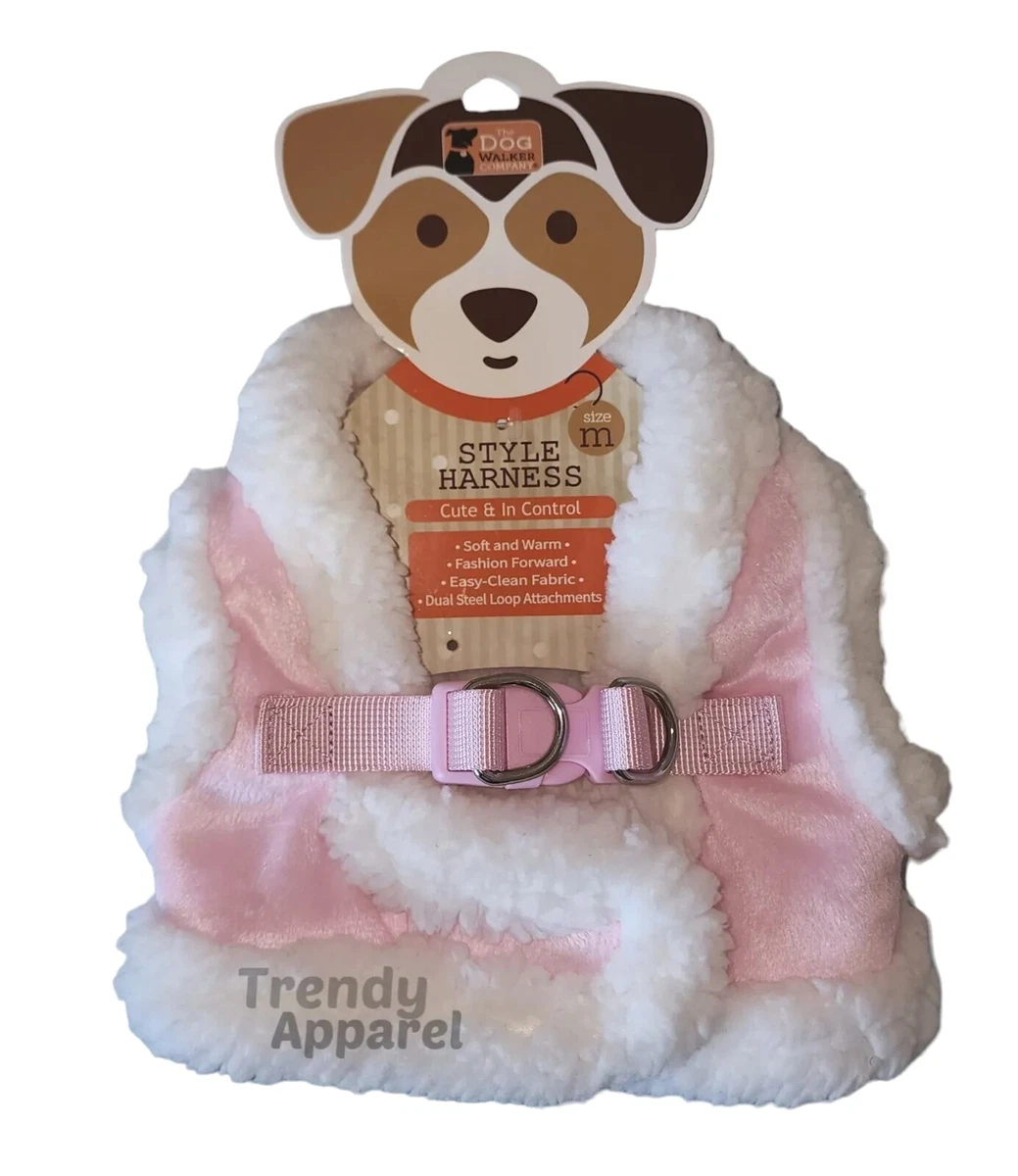 The Dog Walker Company Pink White Fleece lined Puppy Dog Harness
