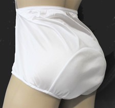 Neljen Sissy Shiny WHITE Nylon Panties Very Large Mushroom Double Gusset Vintage