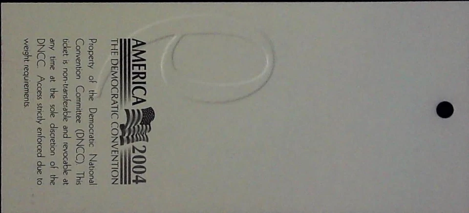 DNC Democratic Convention Ticket Stub FleetCenter Boston W Prescott 7/27/2004 - Изображение 2 из 2