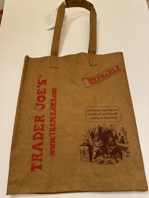 New Trader Joe's Washable Super Natural Paper Bag Reusable Shopping Grocery Rare