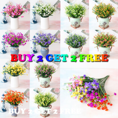 US Artificial Flower Garden Plant Outdoor Flower Fake Plants Grass Home  Decor | eBay