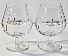 Lot of 2 Courvoisier Le Cognac de Napoleon Stemmed Ribbed Glasses 4 1/2" Tall
