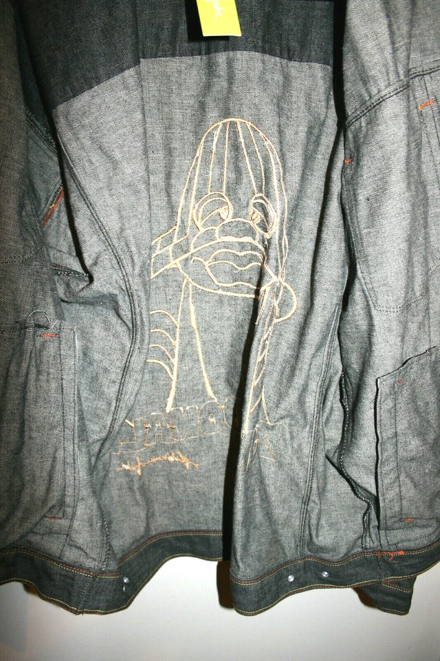 NEW VTG Mens Y2K Platinum FUBU DUMB DONALD Fat Albert Dark Jean Jacket XXL 2X - Image 4 of 4