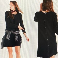 Madewell Button-Back Knit Sweater Dress Black Size XXS