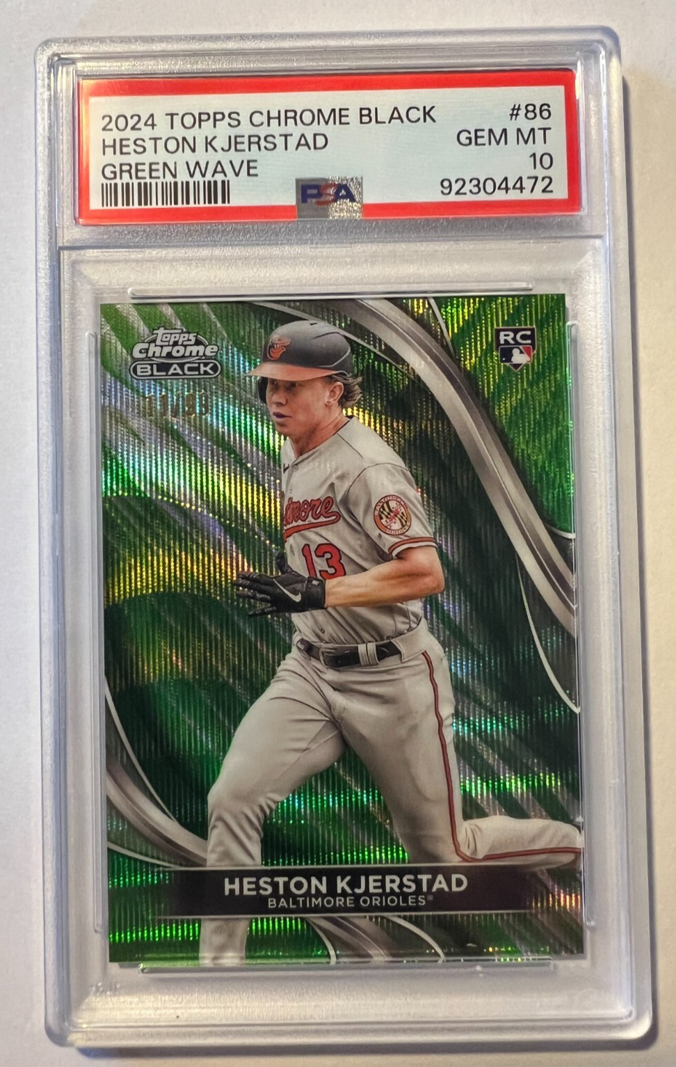 2024 Topps Chrome Black #86 PSA 10 Heston Kjerstad Green Wave #/99 RC
