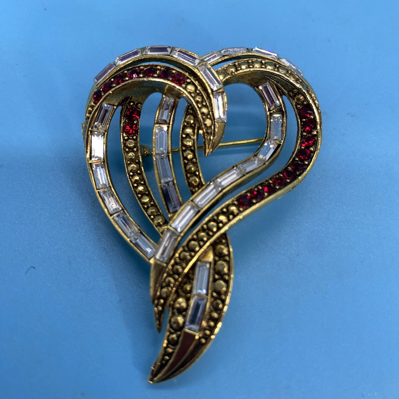 Weiss Signed/Round Ruby Red & Clear Baguette Ston… - image 10