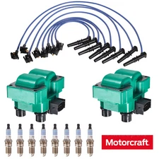 MOTORCRAFT PLATINUM SPARK PLUG & PREMIUM IGNITION COIL & WIRE FOR FORD 4.6L 5.0L