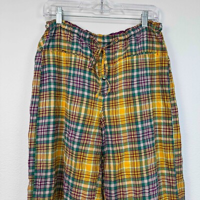 Free People Women's Hudson Canyon Pants High-Rise Plaid