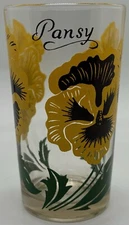VTG Boscul Peanut Butter Glass, Pansy, Floral, 5” Tall