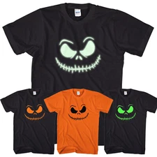 Smiling Jack T-Shirt Scary Halloween Top Glow in the Dark Print O Lantern L317