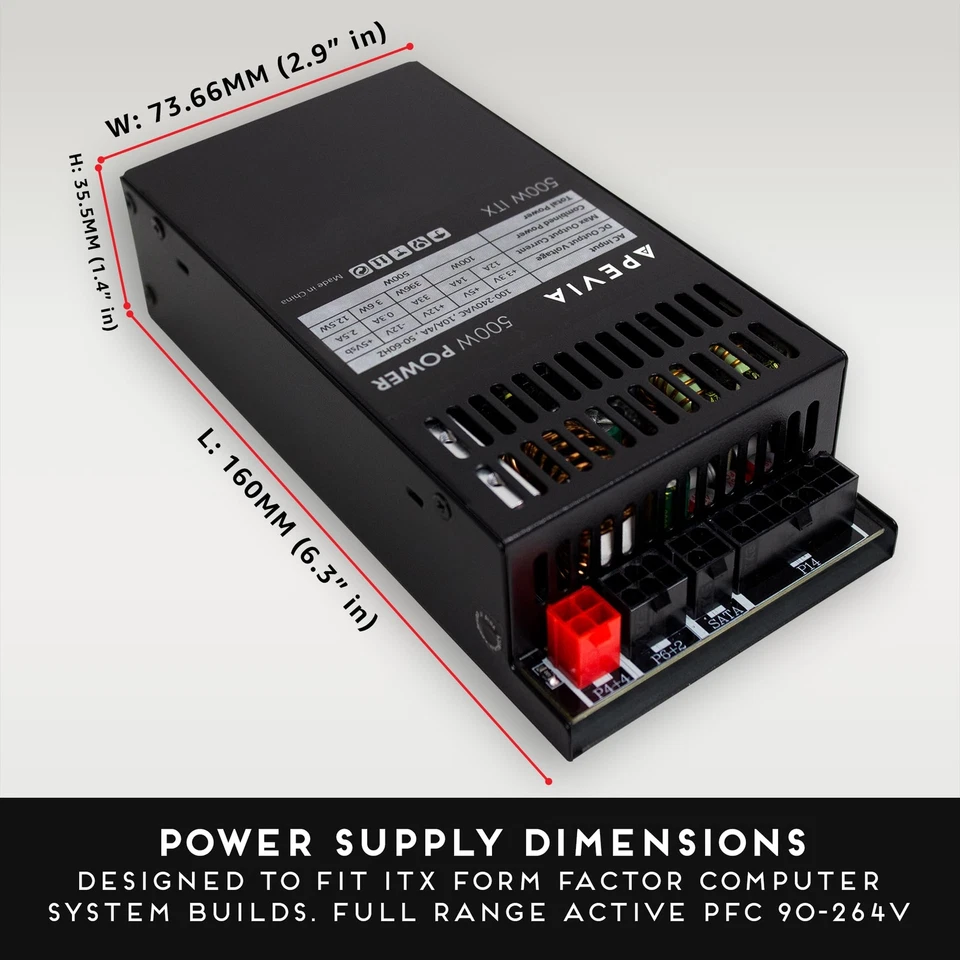 500W Fully Modular Power Supply Mini ITX FLEX ATX Active PFC with Protections - Image 3 of 4