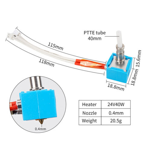 For Anycubic Kobra 3D Printer E3D V5 J-head Hotend Kit Hot end 24V Heater Heat - Photo 1 sur 8