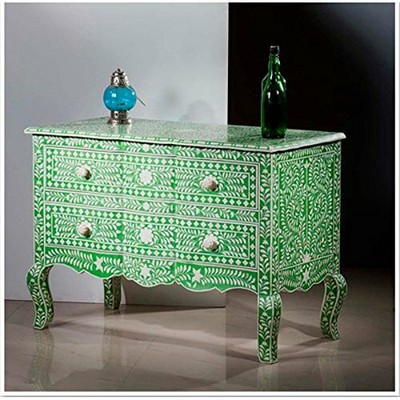 Handmade Antique Curved Leg Bone Inlay Green Dresser Chest Ebay