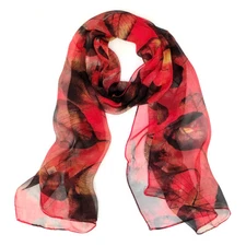 Wrapables® Lightweight Sheer Silky Feeling Chiffon Scarf, Red Leaves