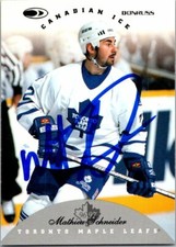 Mathieu Schneider autographed Hockey Card (Leafs) 1996 Donruss Canadian Ice #97