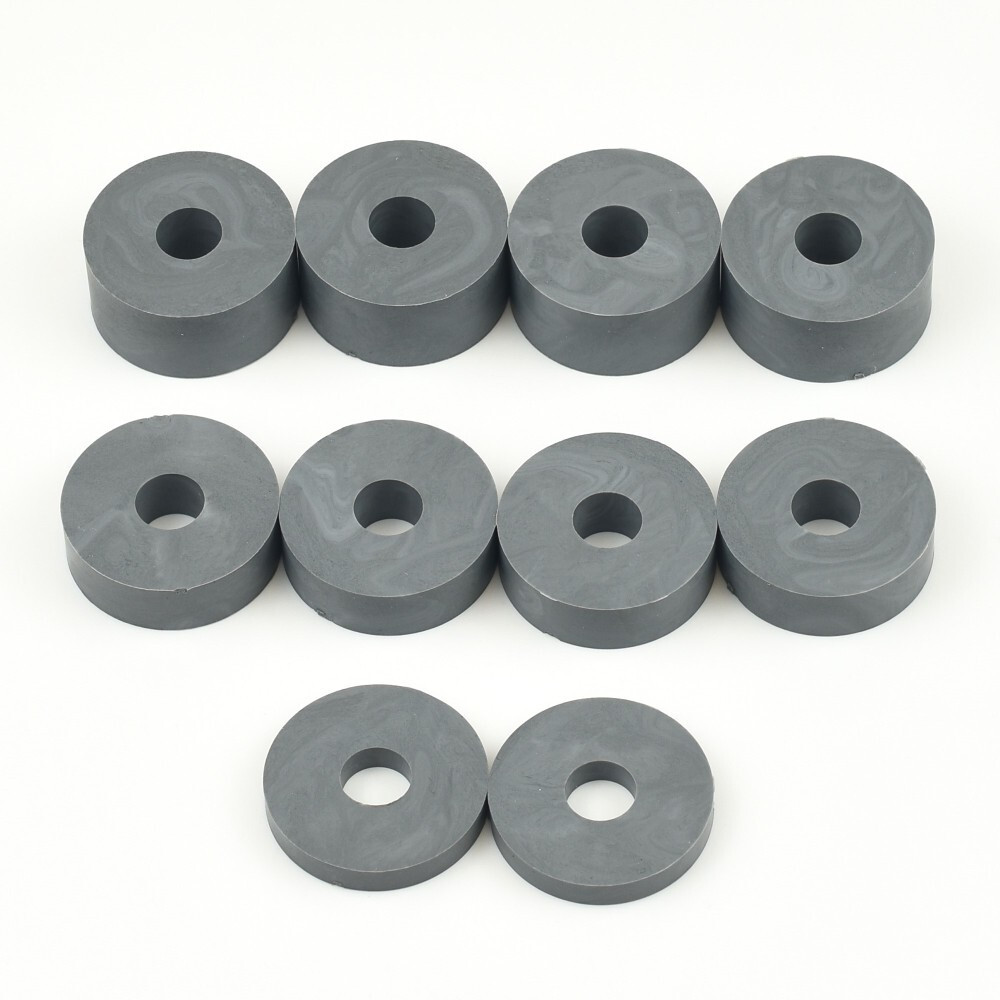 10mm (M10) SOFT Rubber Spacers/Standoff Washers (32mm diameter) Shore A 45, Grey