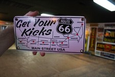 GET YOUR KICKS ON ROUTE 66 MOTHER ROAD PORCELAIN METAL SIGN GAS OIL FORD CHEVY