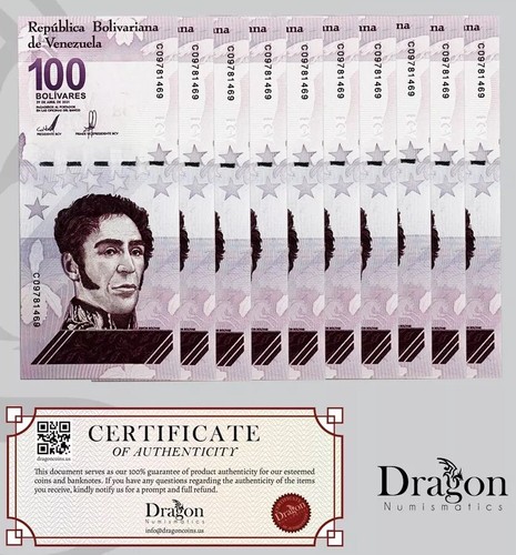 VENEZUELA 100 DIGITALES cantidad 10 2021 Cir 100 millones bolívares certificado de autenticidad ¡VENDEDOR DE ESTADOS UNIDOS!! - Imagen 1 de 6