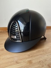 KEP Cromo 2.0 Black Polish + Textile Helmet w/ Tan Chinstrap- Medium Shell- NEW