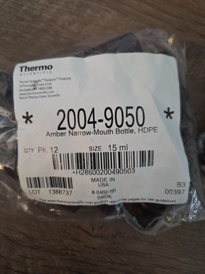 15ml HDPE Bottles, Narrow-Mouth, Amber 51 Total Thermo Scientific Nalgene Bottle