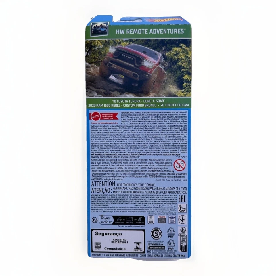 Pacote com 5 Hot Wheels Mattel Toyota, Dune & Ram carros de metal fundido HW Remote Adventures - Imagem 3 de 4