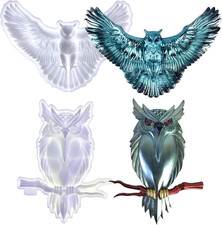 2Pcs Owl Resin Molds, 3D Animal Silicone Epoxy Molds, Lifelike Large Animal Sili