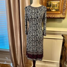 $448 NWOT Tory Burch Silk Knit Floral Scroll Print Dress Size MEDIUM