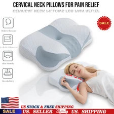 Cervical Orthopedic Neck Pillow Memory Foam for Pain Relief, Dual Height Support