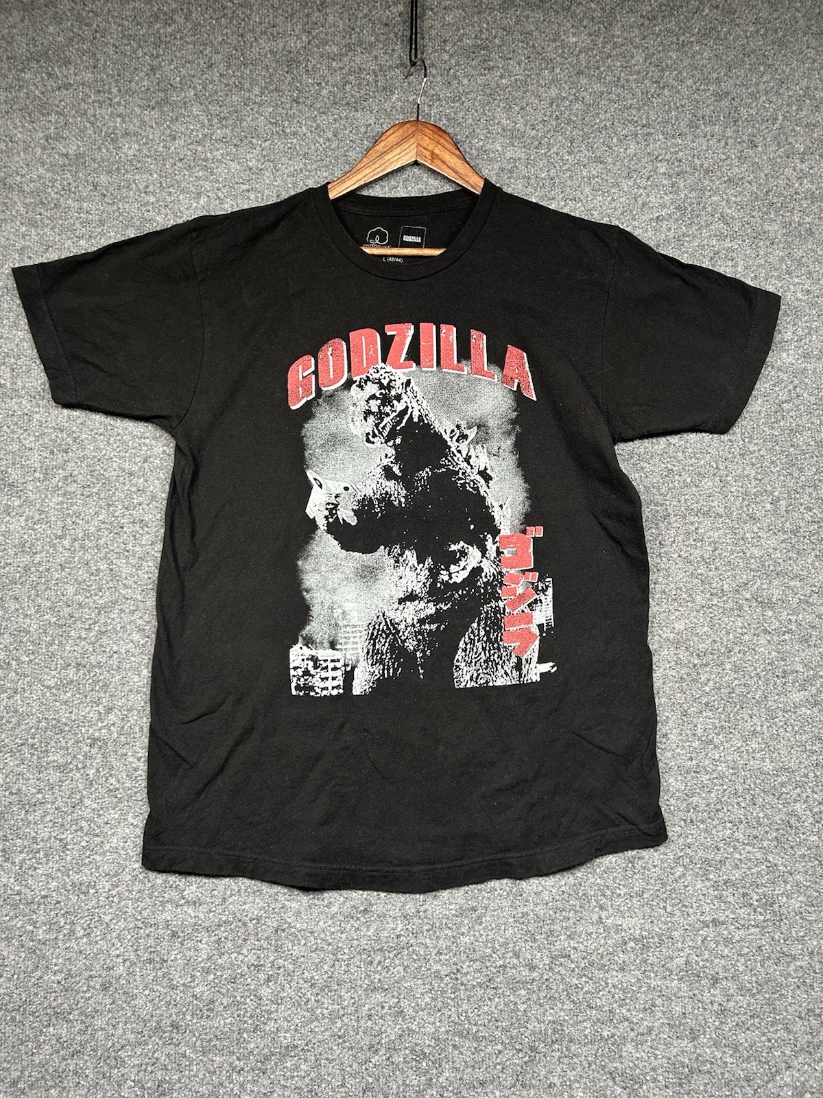 Godzilla Anime Japanese Graphic Cotton Crewneck TShirt for Men Large Black ToHo Co