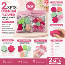 Cosmetic Makeup Puff Sponge Set Flower Design Foundation Blender x2