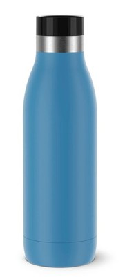 Emsa 500ml Wasserflasche blau Deckel press-up Edelstahl 12h