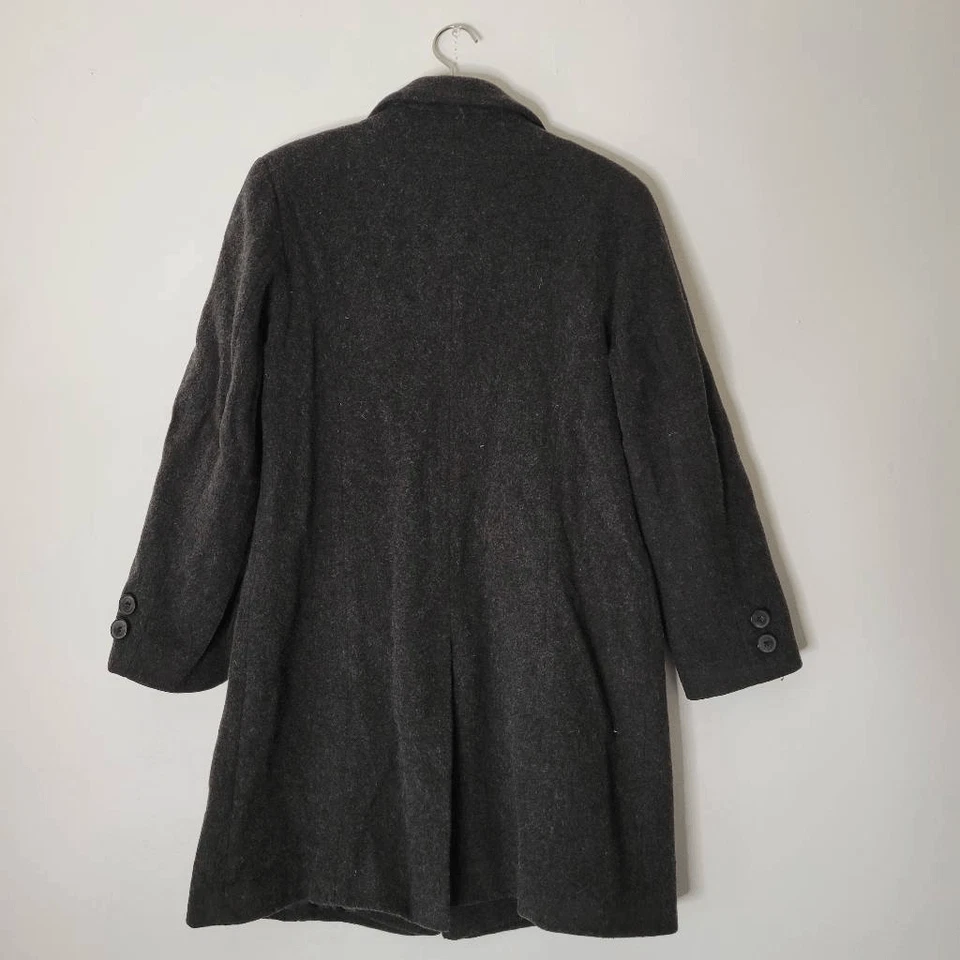 Abrigo largo Worthington 100 % lana carbón para mujer mediano vintage clásico botón F Foto 4 de 4