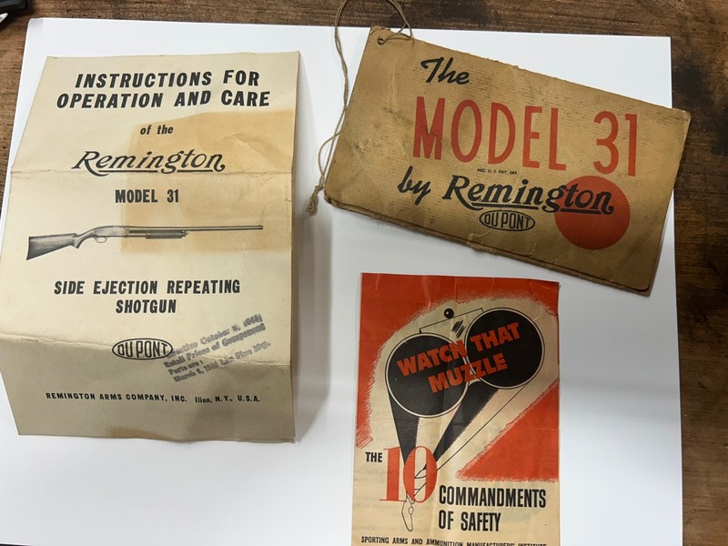 Vintage Remington Model 31 Paperwork