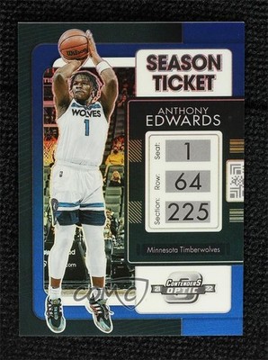 2021 Panini Contenders Optic Season Ticket Blue Prizm 35/99 Anthony Edwards 0g4t