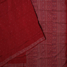 Vintage Deep Red Sarees 100 Pure Silk Floral Printed Sari 5YD Craft Fabric