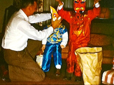 8mm Film Kids Halloween 1950s Home Movie Costume Devil Ghost Candy Bathing Dog