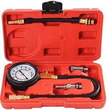 Alloy Steel Engine Compression Tester - 1000 Psi With Flexible Adapters Gauge