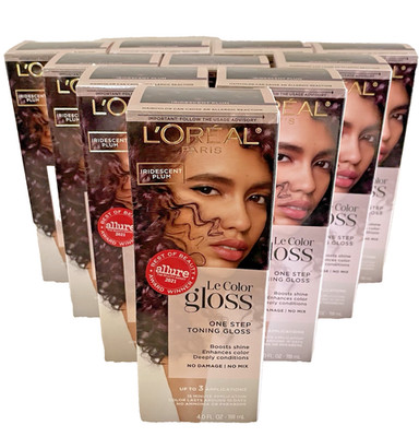 L'Oreal Le Color Gloss 1 Step Toning Gloss, Iridescent Plum, 10 Pack