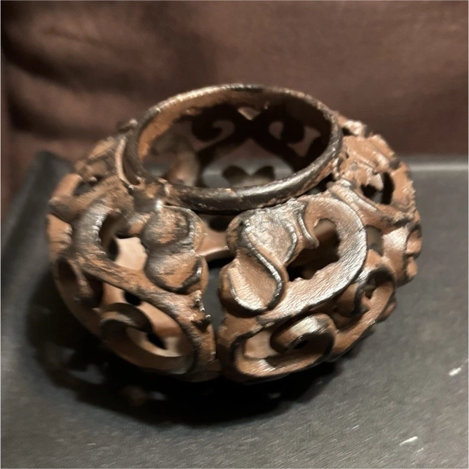 Candelabro Colgante De Hierro Fundido Negro | Portavelas Para Vaso De Viento O Té