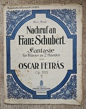 Nachruf an Franz Schubert, Fantasie für Klavier, Oscar Fetras Op.205, antiquari