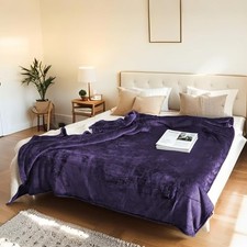 Electric Heated Blanket Throw Size 50"x60" - Flannel 50x60inches-Throw C-purple