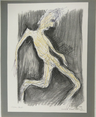 Gerold Krauel Corpus Christi Mischtechnik Papier signiert datiert 46x34cm R-430