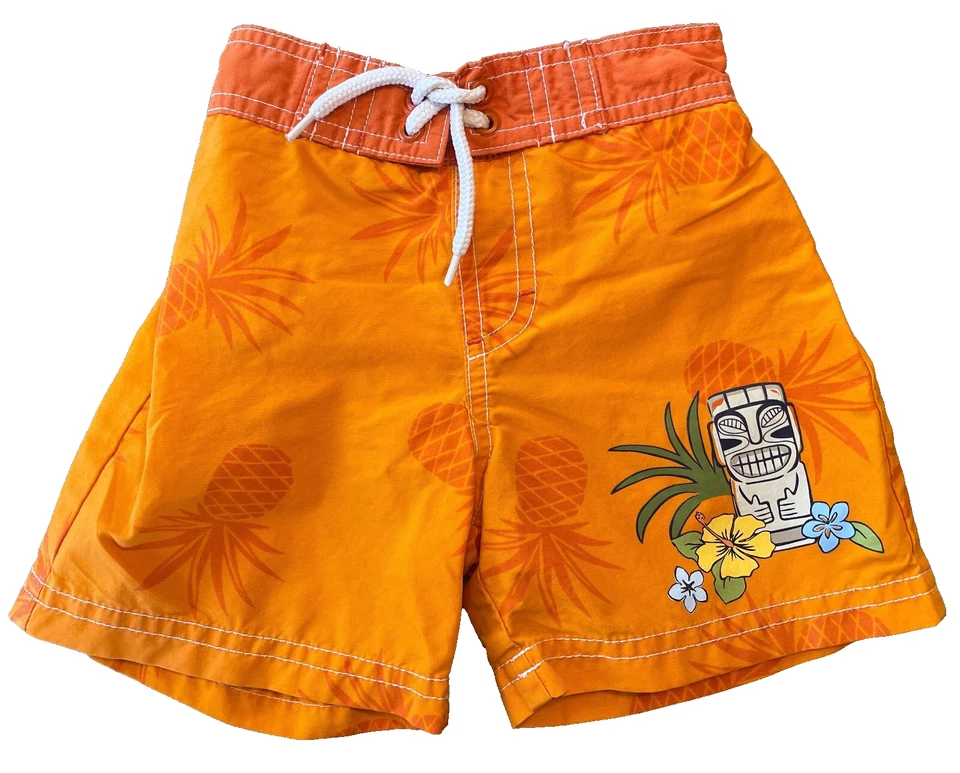 Vintage 2004 Gymboree Tropical Paradise Tiki Pineapple Luau Badehose Shorts 6-12M