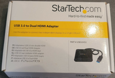 Startech.com USB32HD2 USB 3.0 to Dual HDMI Adapter, Black
